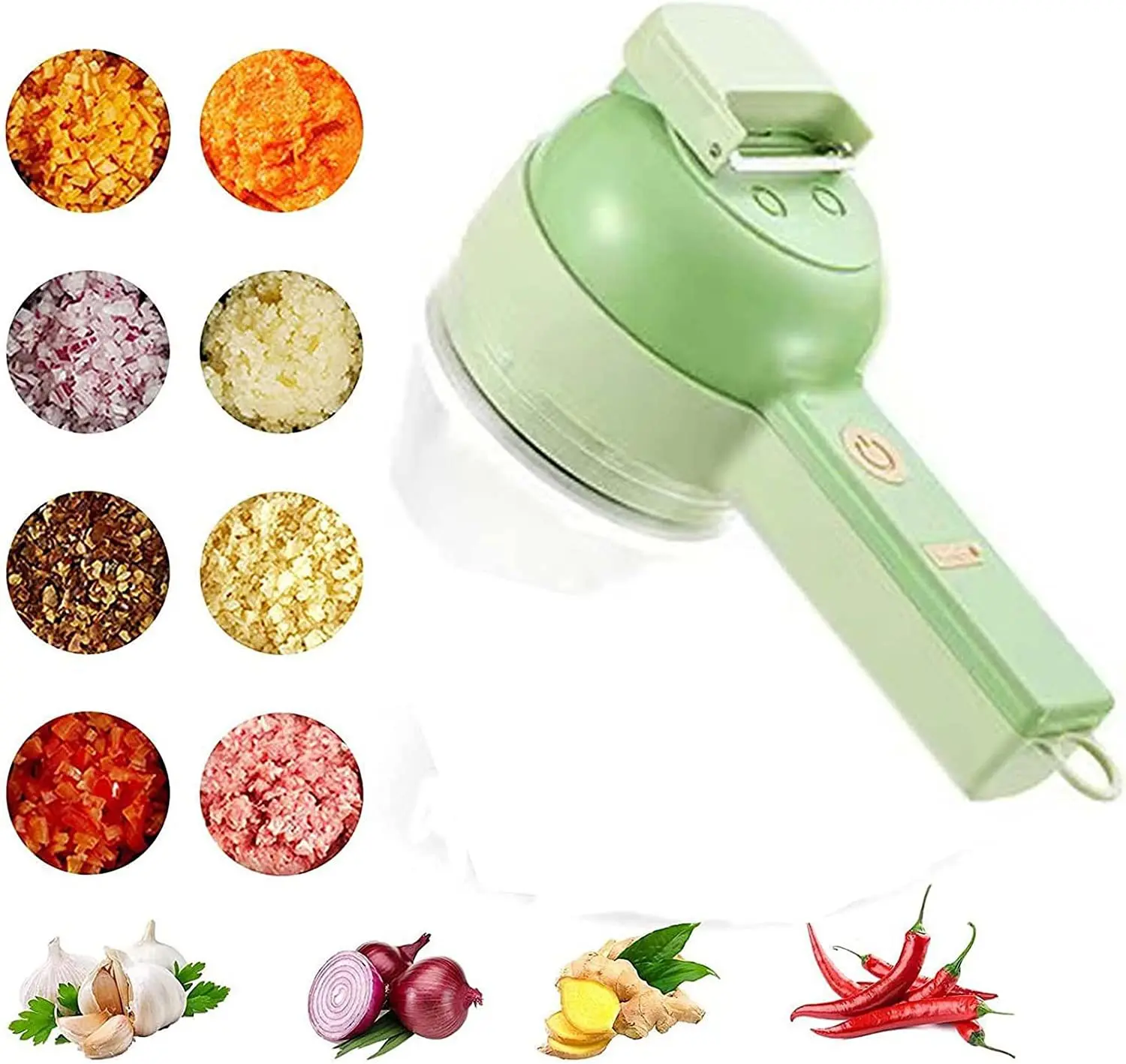 

Multifunctional Handheld Electric Vegetable Slicer 4 In 1 Fruit Carrot Potato Chopper Cutting Machine USB Charging Potato Masher
