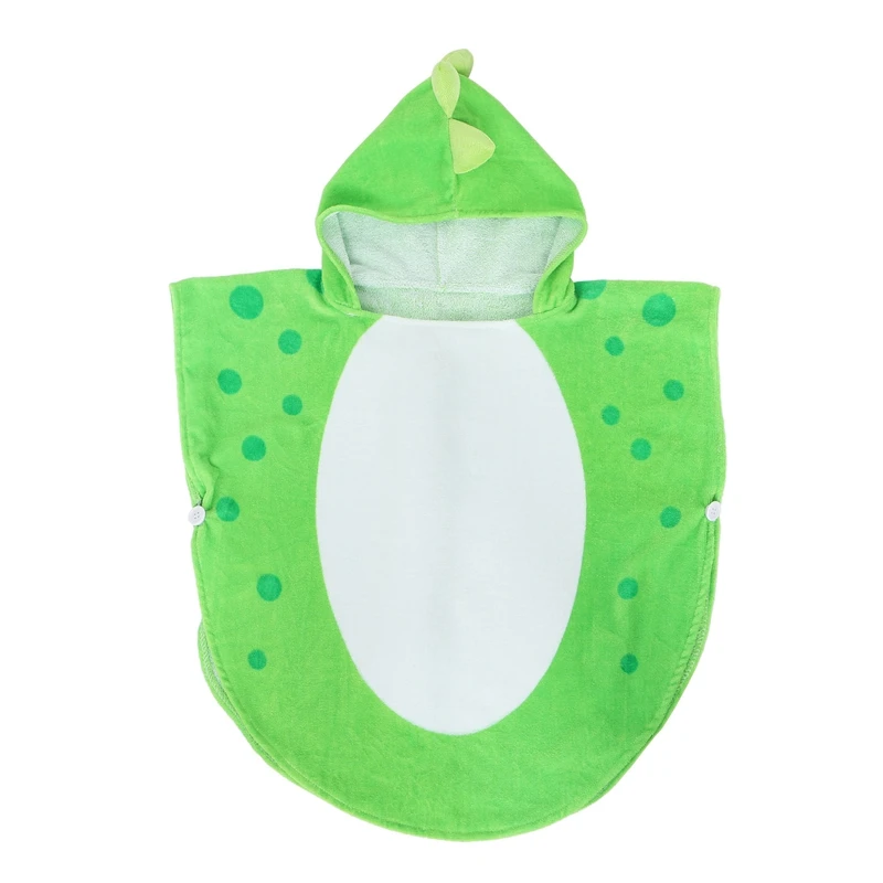 Robe Kids Hooded Beach Swimming Poncho Dinosaur Pattern(green+white 55 Cm X 110 Cm)