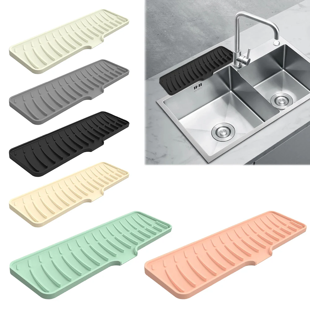 Silicone Faucet Mat for Kitchen Sink Drain Pad Non-Slip Water Catcher Drip Protection Pads Splash Guard