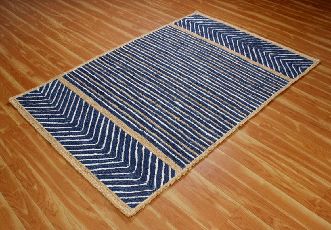 

Джутовый коврик ручной работы, синие ковры для гостиной, геометрический ковер для гостиной, плетеный коврик ручной работы, домашний декор для спальни