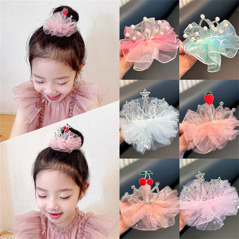 

Children's Crown Barrettes Hairpin Side Clip Birthday Headdress Mesh Princess Series Kids Snap Hair Clips Accessories For Girls