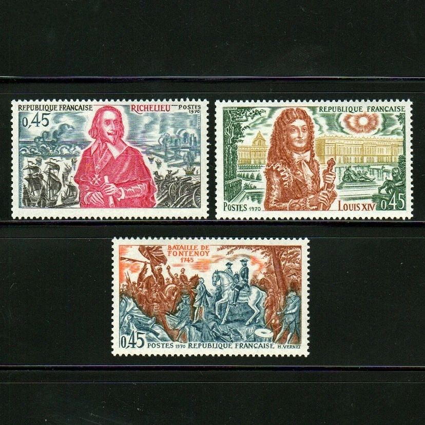 

3Pcs/Set New France Post Stamp 1970 The History of France Louis XIV Engraving Postage Stamps MNH