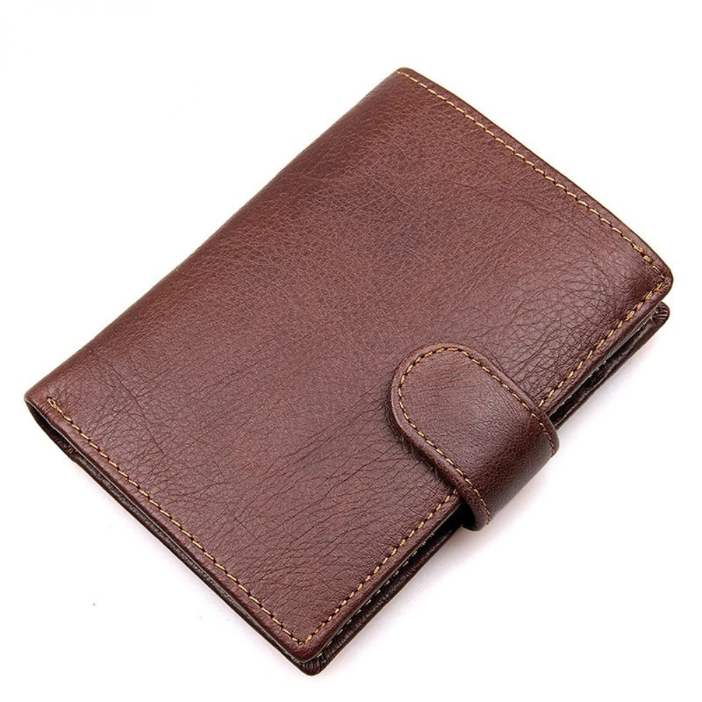 RFID Vintage Coin Wallet Genuine Leather Wallet Men's Triple-fold Card Bag Cowhide Men's Wallet