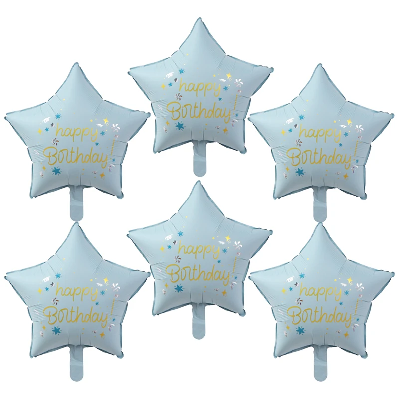 6 цветных шаров с пятиконечной фольгой Поздравления днем рождения воздушные шары