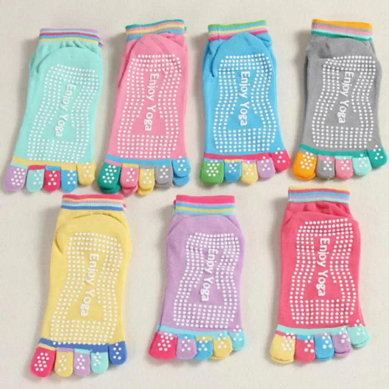 3 Pairs Five Toed Color Socks Pure Cotton Anti-skid Fashionable Simple Comfortable Breathable Yoga Women's Socks Outdoor Sports
