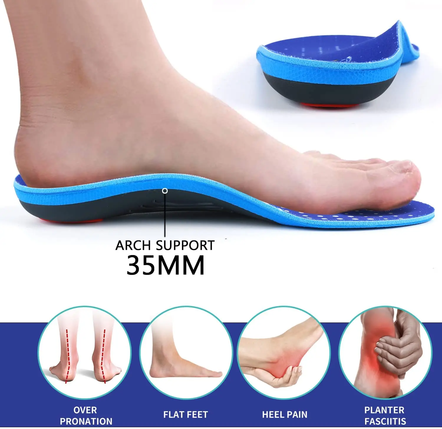 TOPSOLE Orthopaedic Insoles,Plantar Fasciitis,Flat Foot,Metatarsalgia,Heel Spur Shoe Insole Sports Comfort For Men And Women