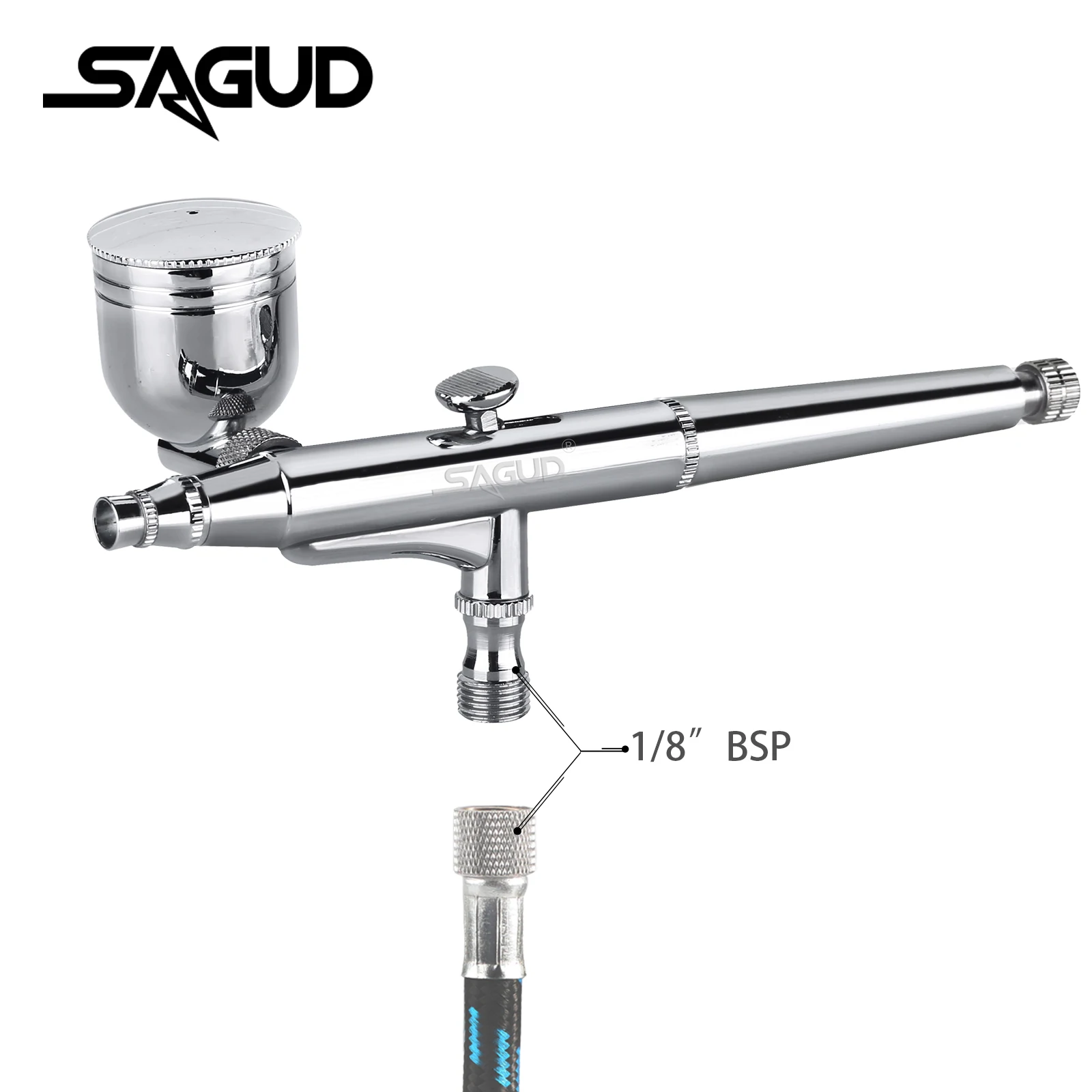 Аэрограф SAGUD двойного действия с боковой чашей и иглой насадкой 0 2 краской