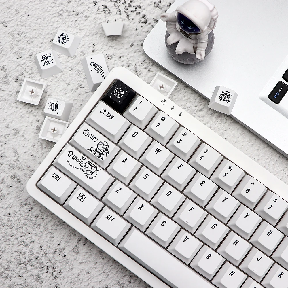 Набор клавиш GMK-KEY для QWERTZ AZERTY GMMK MX Keyboa, немецкие, французские, испанские, ISO клавиши с покраской космоса, толстые клавиши с профилем вишни PBT