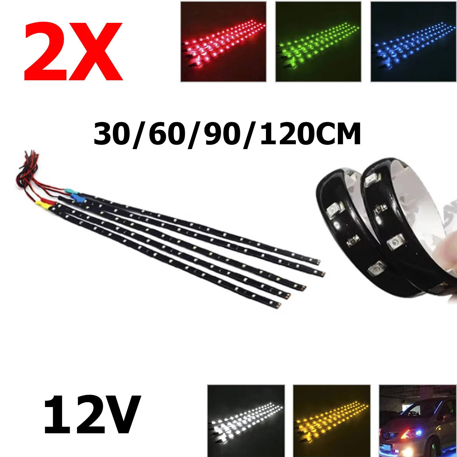 2PCS 30 / 60 90 120cm Изгибаемые светодиодные фонари для внутреннего освещения