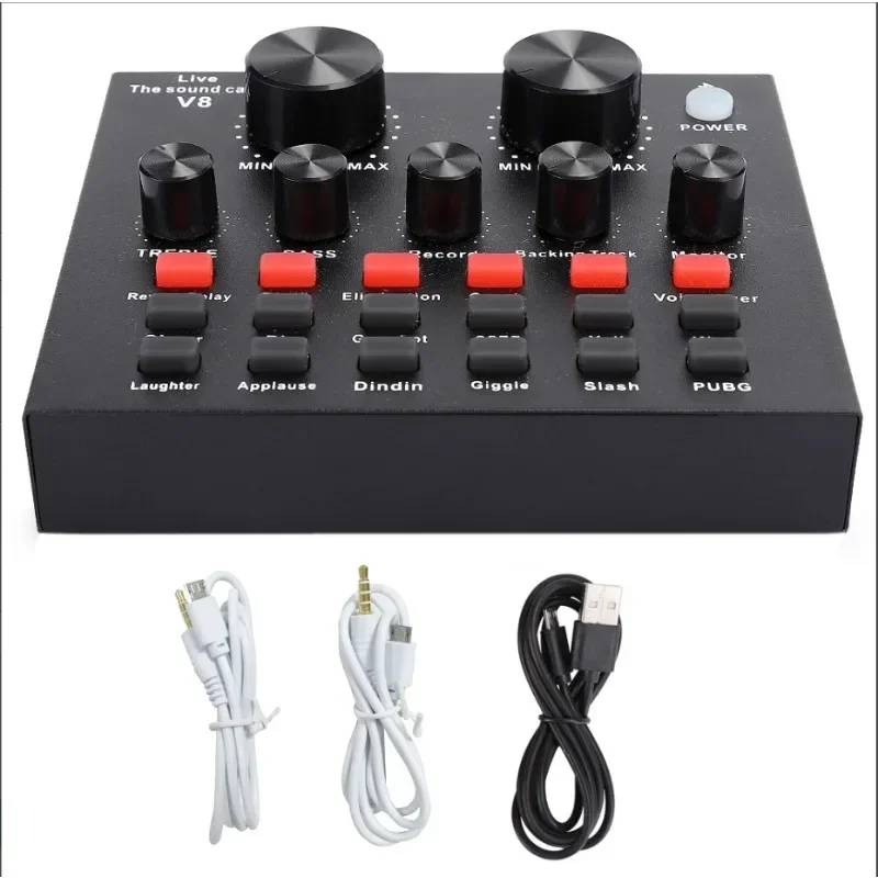 Микрофон V8 звуковая карта для ПК компьютерное аудио USB запись студийная игра