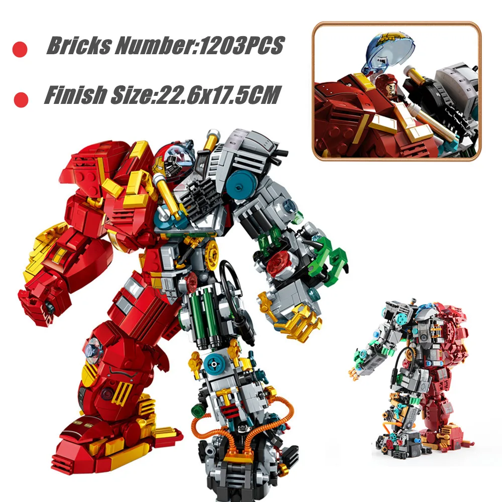 

Mk44 Disney Marvel Cyber Hulkbuster Avengers Ironman Heroes Mark 44 Armor Mecha Model Building Blocks Bricks Kid Gift Boys Set