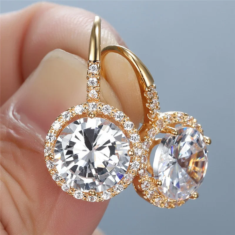 

серьги женские серьги 2022 тренд новинка серьги гвоздики серьги с Роскошные круглые серьги золотого цвета с цирконом для женщин, висячие серь...
