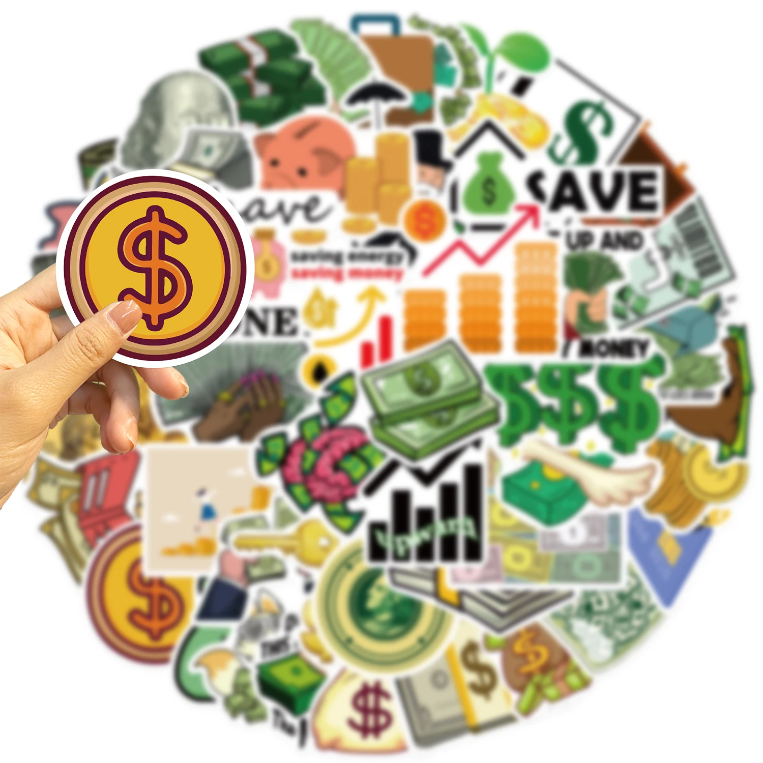 Декоративные наклейки в виде денежных купюр 50 шт