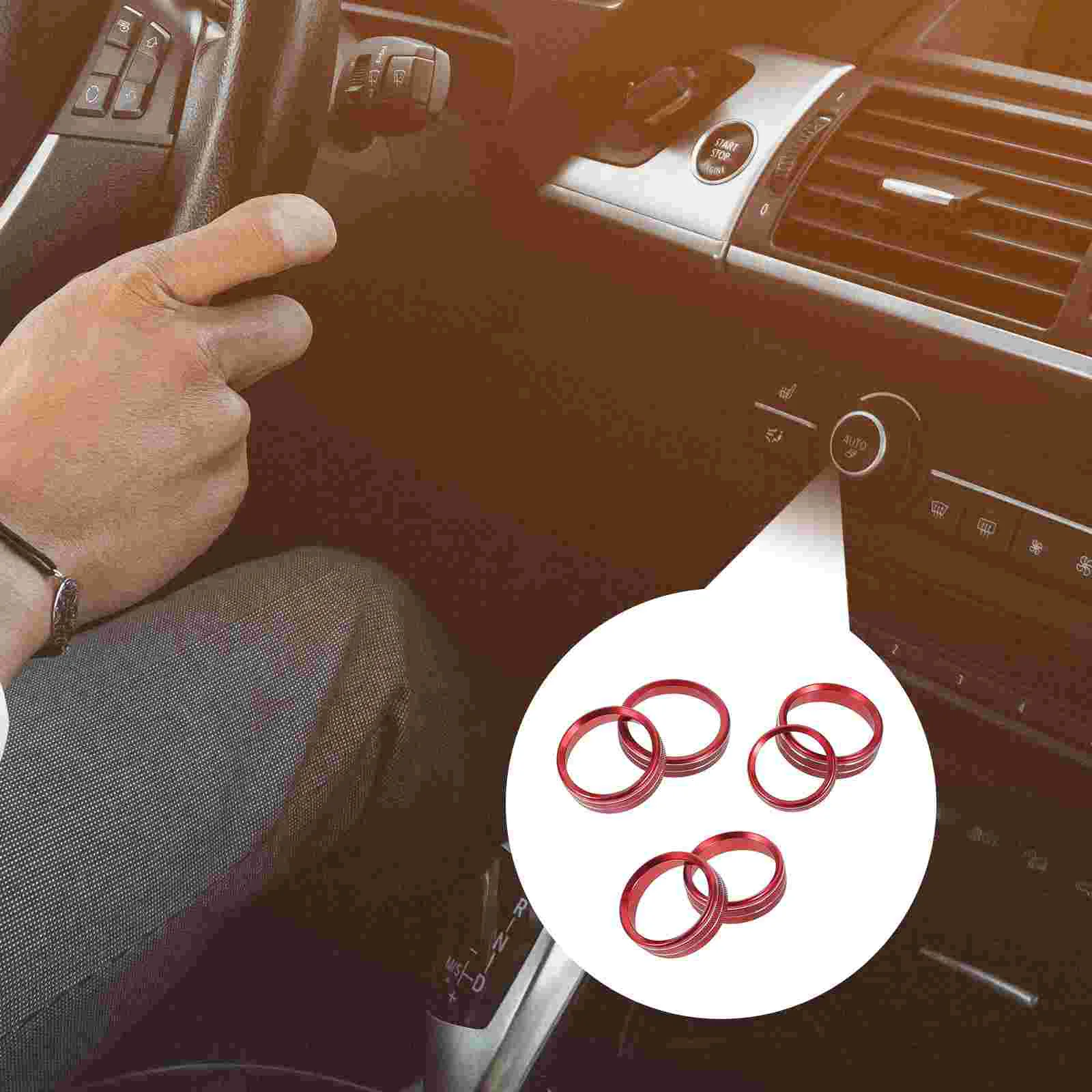 

6 Pcs Interior Conditioning Trim AC Button Indoor Air Conditioner Car Supply Switch Cover Accessories Volume Control Ring