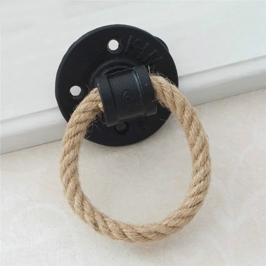 Уникальный Черный Drop кольцо в стиле ретро ящика пеньковая веревка шкаф