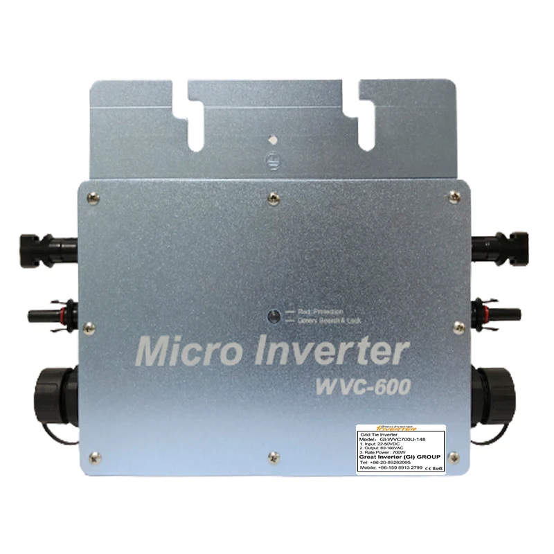 

Водонепроницаемый 600 Вт сетчатый инвертор WVC600 WIFI чистый синусоидальный сигнал Выход Микро солнечный инвертор конвертер DC22-50V в AC в