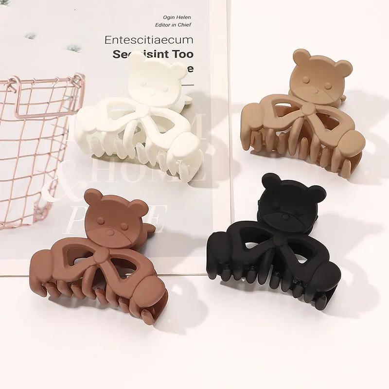 

Matte Barrette Bow Little Bear Hair Claw Clip Frosted Bath Clip Ponytail Clip Vintage Solid Color Hair Clip Korean Headwear 2022
