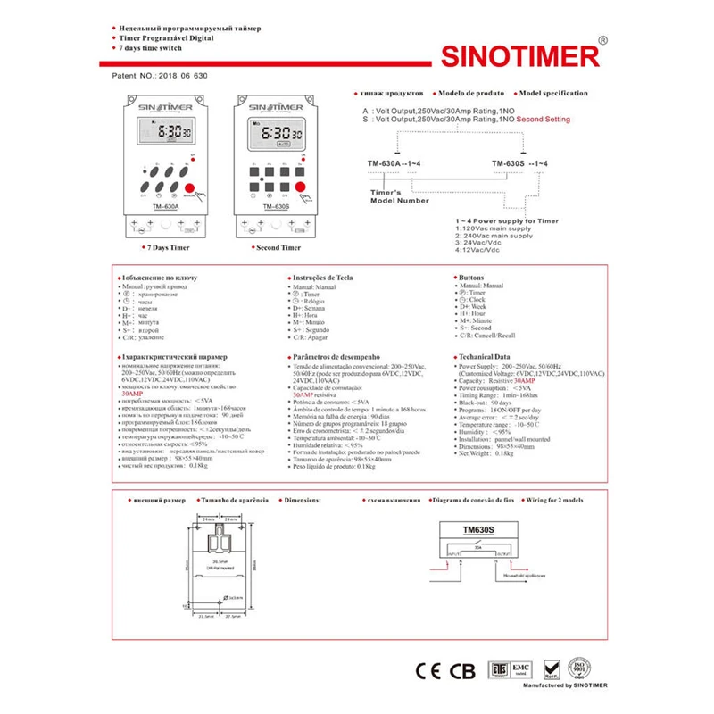 Sinotimer 2 шт. таймер управления секунд большой экран цифровой дисплей контроллер