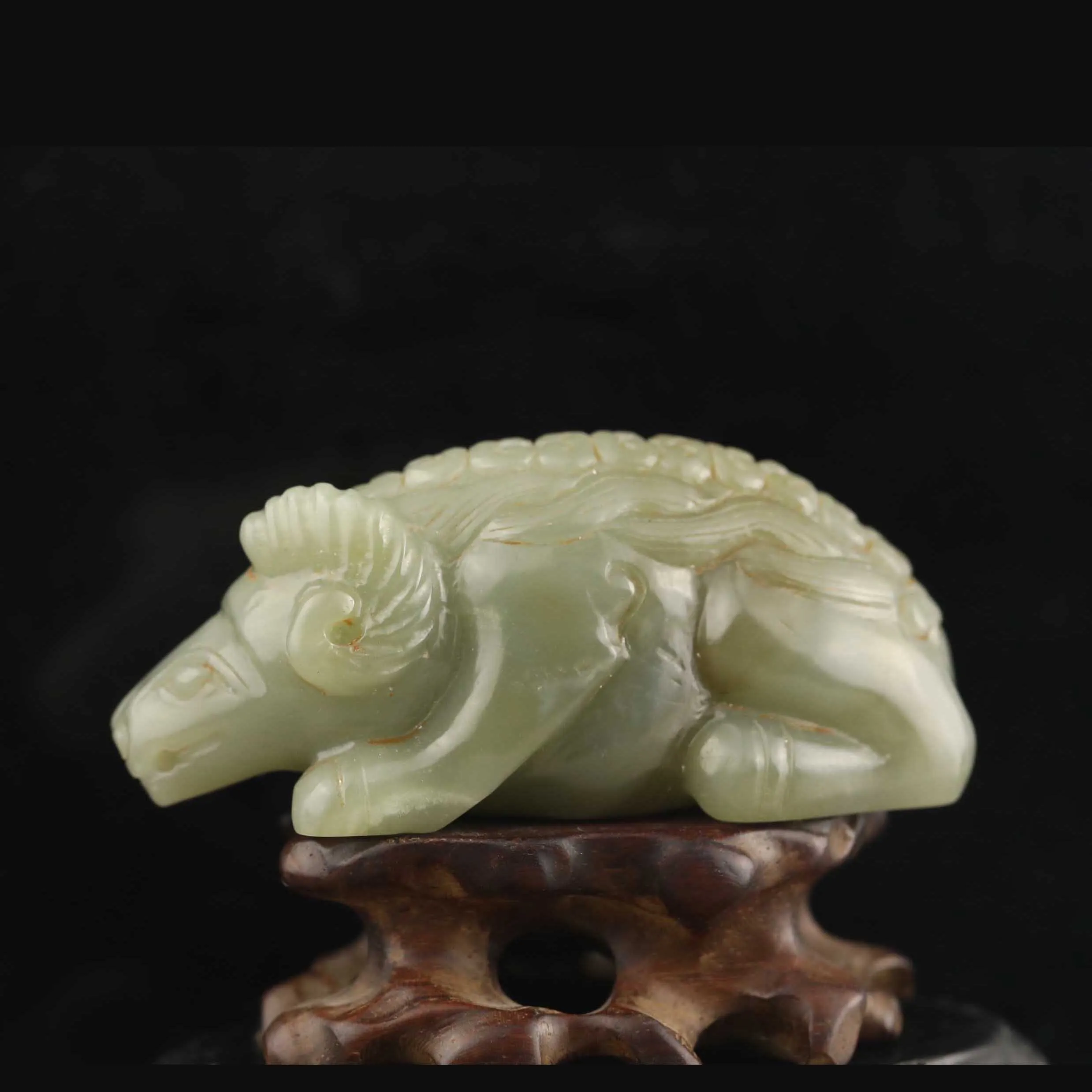 

Old China Natural hetian Jade Hand Carved statue dragon pendant j