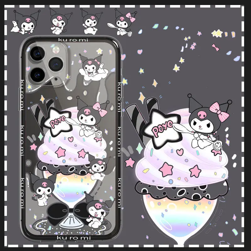 

Kawaii Kuromi Iphone 13/12/11 Pro Max Sanrio аксессуары для телефона мультяшный милый мягкий прозрачный чехол для Iphone подарок на день рождения для девочек