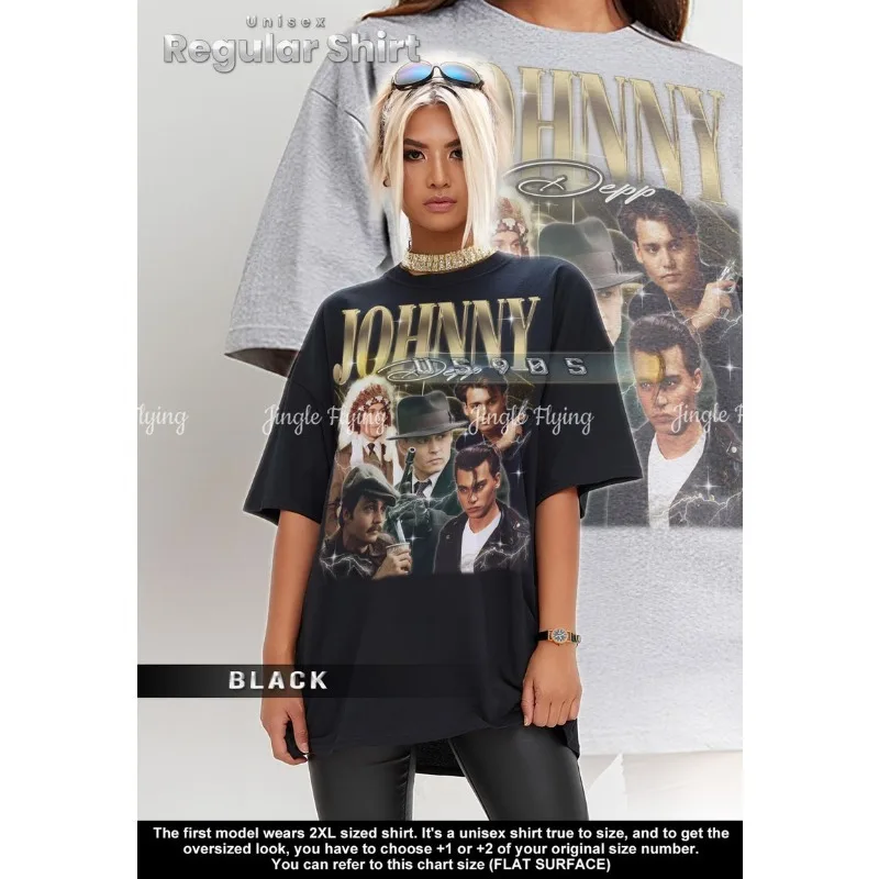 Винтажная рубашка Ретро футболка 90-х годов Футболка-бутлег Джонни Депп Свитер