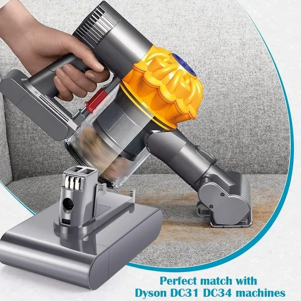 Аккумулятор 6000 мАч для пылесосов Dyson, тип AB, подходит для моделей DC35, DC45, DC31, DC34, DC44, DC31, Animal, 22.2В (art.: 3920d94af20e9) - 3920d94af20e9