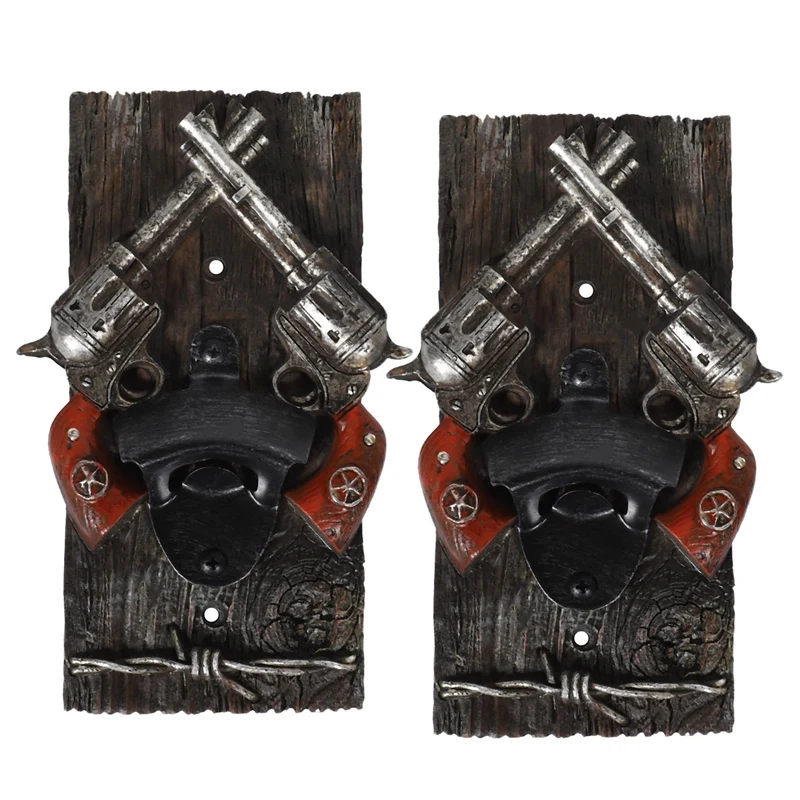 

2X 8 Inch High Vintage Beer Opener Western Bar Wall Decor Bottle Opener Decoration Wall Hanger Can Opener Creative Gift