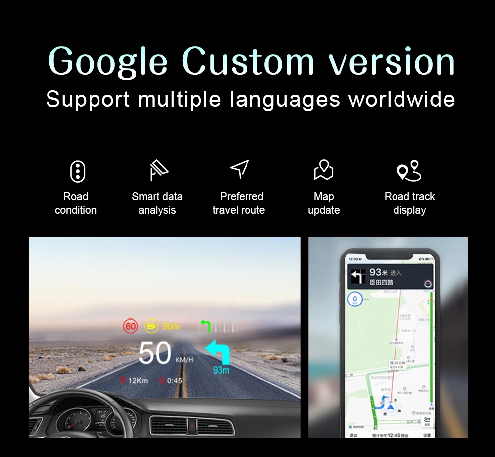 SS OBD+GPS C1 Автомобильный проекционный дисплей для HUD Спидометр Температура воды KMH