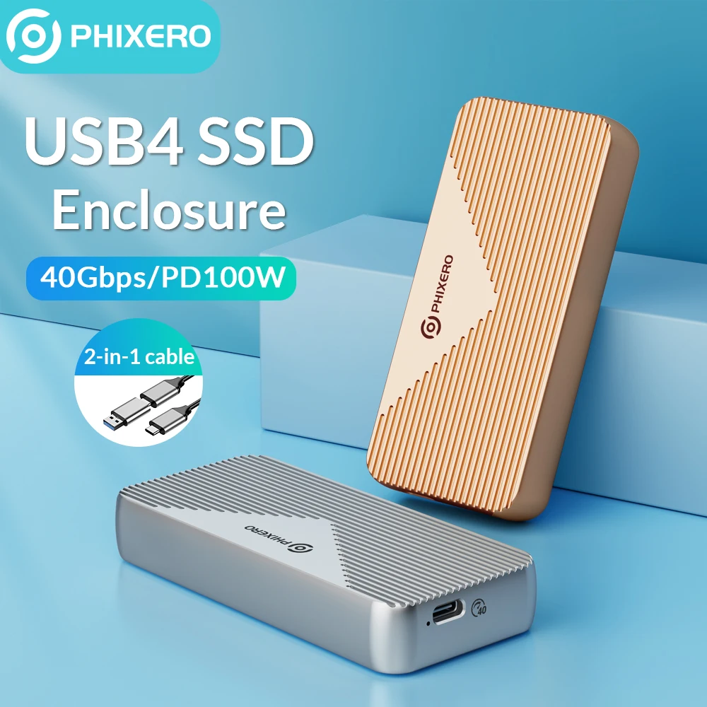 

PHIXERO M.2 NVMe 40Gbps Thunderbolt 4/3 USB4 SSD Case Lightening-Fast Enclosure Compatible With USB 3.2/3.1/3.0 PCIE4.0 For Mac