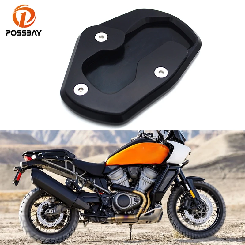 

Motorcycle Foot Side Stand Enlarge Bracket Pad Support Plate Kickstand Extension Black for Harley Davidson Pan America 1250 2021