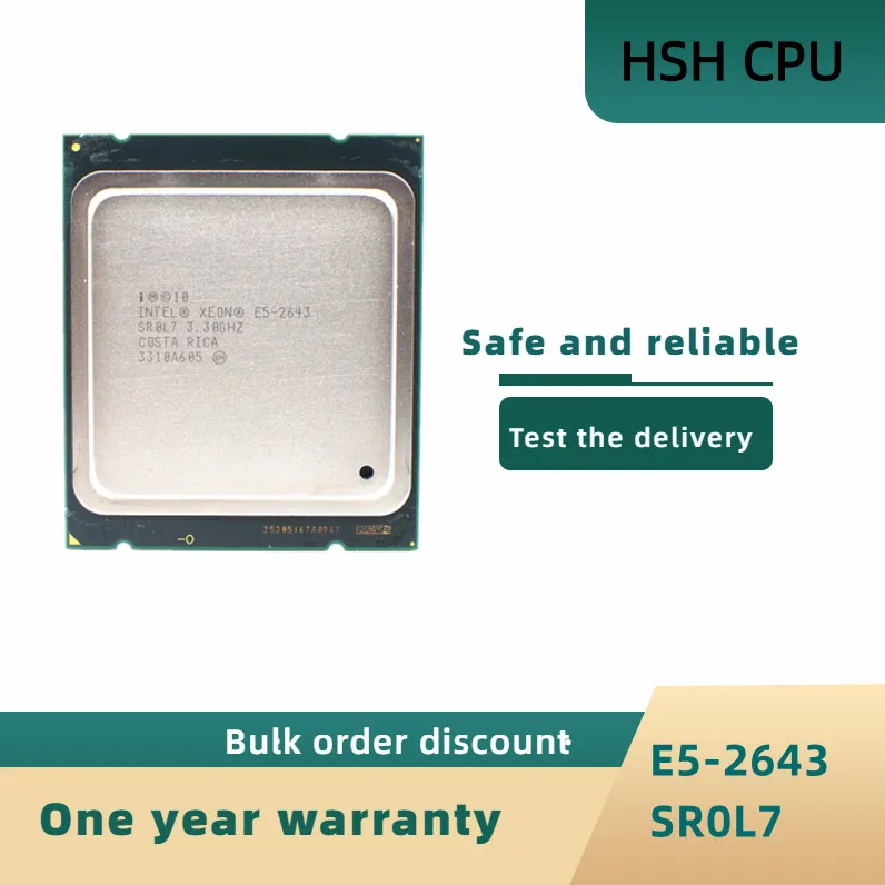 

Intel Xeon OEM version cpu E5 2643 3.3GHz Quad-Core 10M Cache FCLGA2011 TPD 130W E5-2643 Original