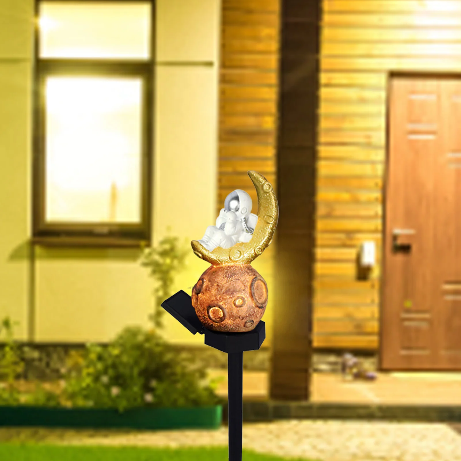

Waterproof Outdoor Solar Lawn Lamp Garden Solar Pathway Landscape Astronaut Moon Figurine Stake Light Decor For Outdoor Decor