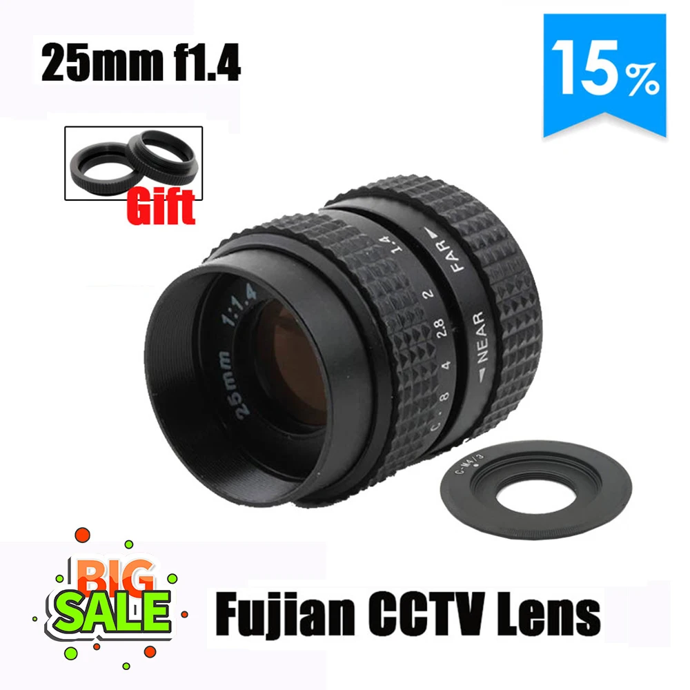 

Fujian 25mm CCTV Camera Lens TV Movie Focus F1.4 C Mount for Olympus E-P1 P2 P3 P5 PL1 PL2 PL3 PL5 PM1 OM-D EM5 EM10 Mirrorless