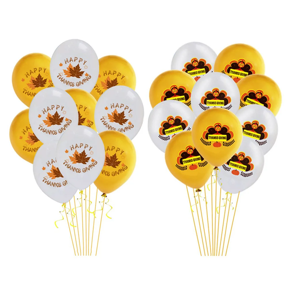 

20pcs 12inch Balloons Maple Leaves Turkey Latex Printing Decoration Party Supplies for Thanksgiving Day
