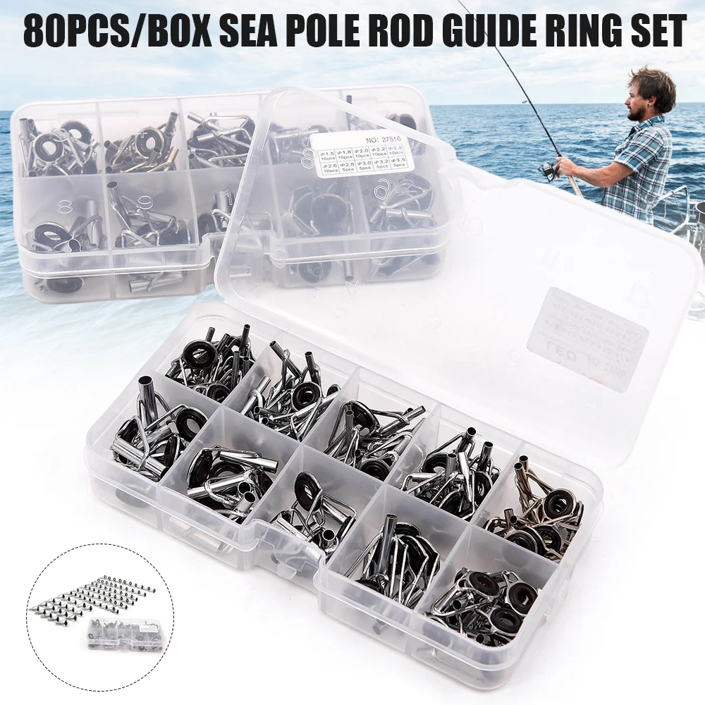

Fishing Rod Guides Ring Portable Rod Tip Replacement Kit for Outdoor Fishing Fishing Accessories Easy Installation N66