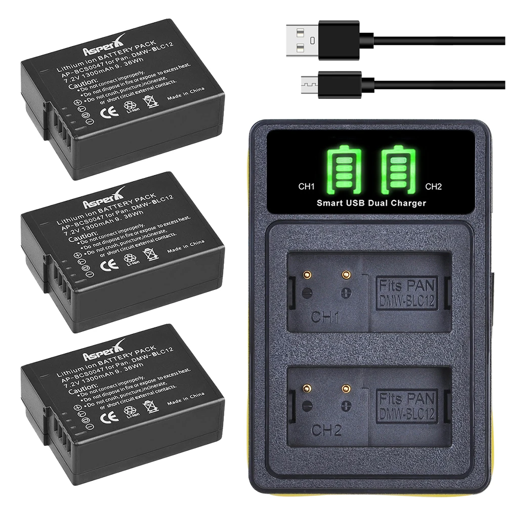 

DMW-BLC12 BLC12 DMW-BLC12E DMW-BLC12PP аккумулятор + ЖК двойное зарядное устройство для Panasonic Lumix DMC-G85,FZ200,FZ1000,G5,G6,G7,GH2,GX8