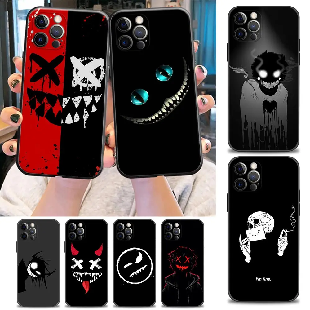

Phone Case for iPhone 11 12 13 Pro Case Max 7 8 SE XR XS Max 5 5s 6 6s Plus Soft TPU Cover Smile Skeleton Devil