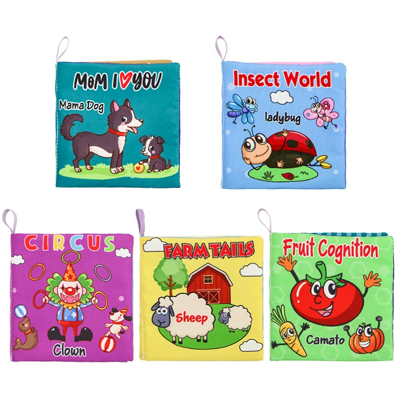 

Тканевые Книги для малышей, игрушки Монтессори, детские книги для детей 0-12 месяцев, раннее обучение, детская развивающая мини-книга из ткани