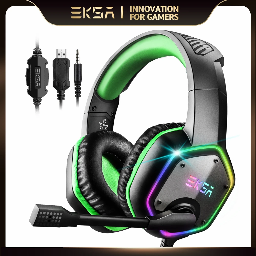 

EKSA PC Gaming Headset Gamer E1000 USB 7.1 Surround/E1000S 3.5mm Stereo Wired Headphones with Microphone For PS4 Xbox one Laptop