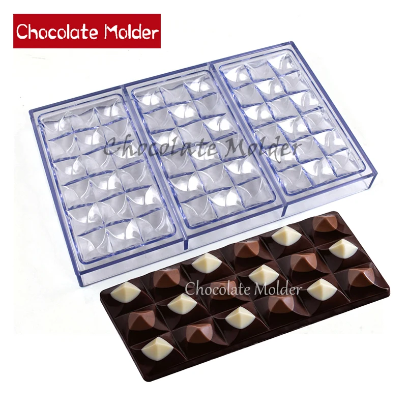 

3 Cavity Polycarbonate Chocolate Molds Chocolate Bar Bonbons MOULIN Shape Candy Fondant Forms Baking Pastry Tools Mould