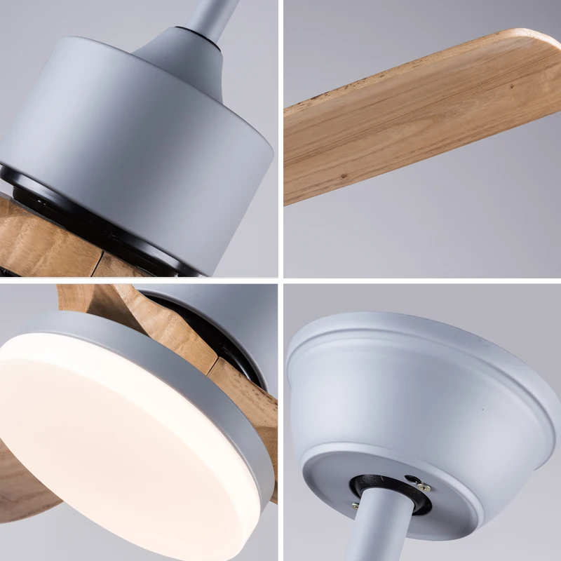 Nordic White 36/42Inch Wooden Ceiling Fans With LED Lights Remote Control Dc Motor 40W Lamp Pendant Fan For Home Bedroom
