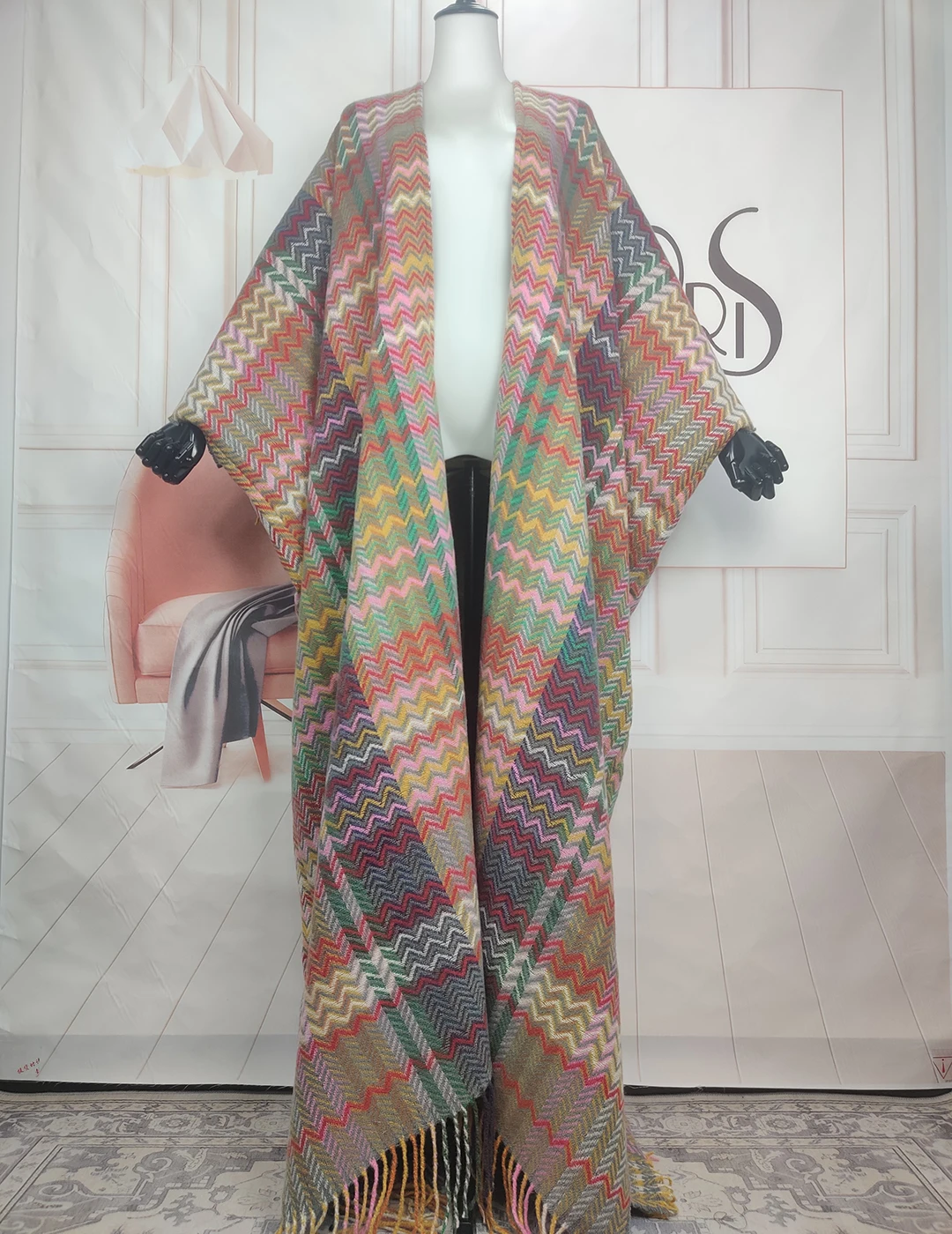 Новинка 2023 модные зимние пушистые длинные кардиганы с радужной волной Женский