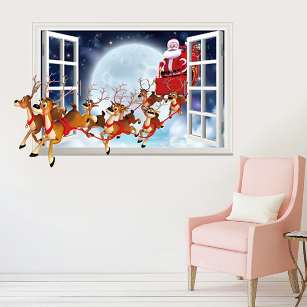 

1PC Christmas Decals Peel and Santa Stickers Decals FOR Home Window New Year Store