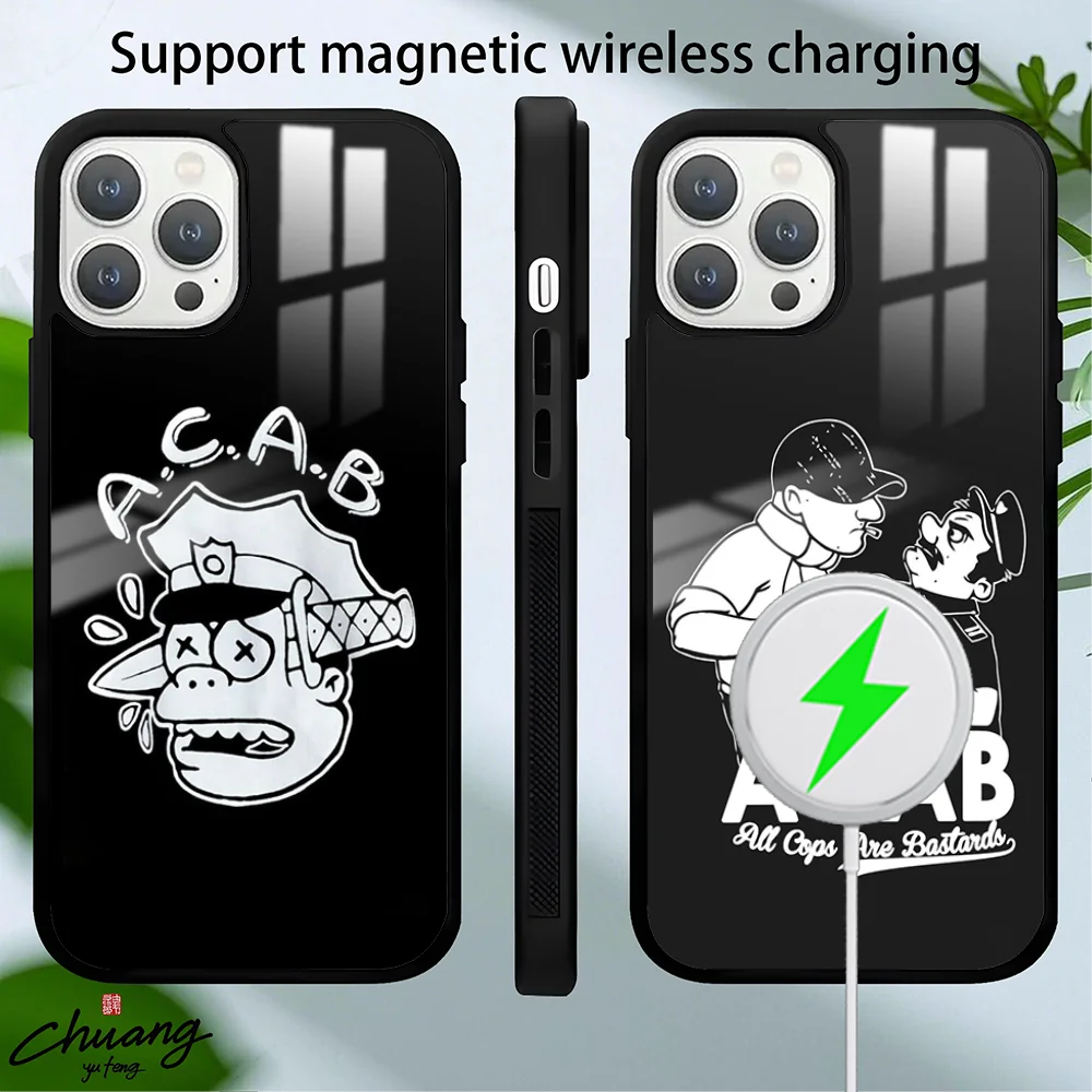 Чехол для телефона All Cops Are Bastards Acab 11 12 13 14 15 16 Pro Max mini Plus с сильным магнитным