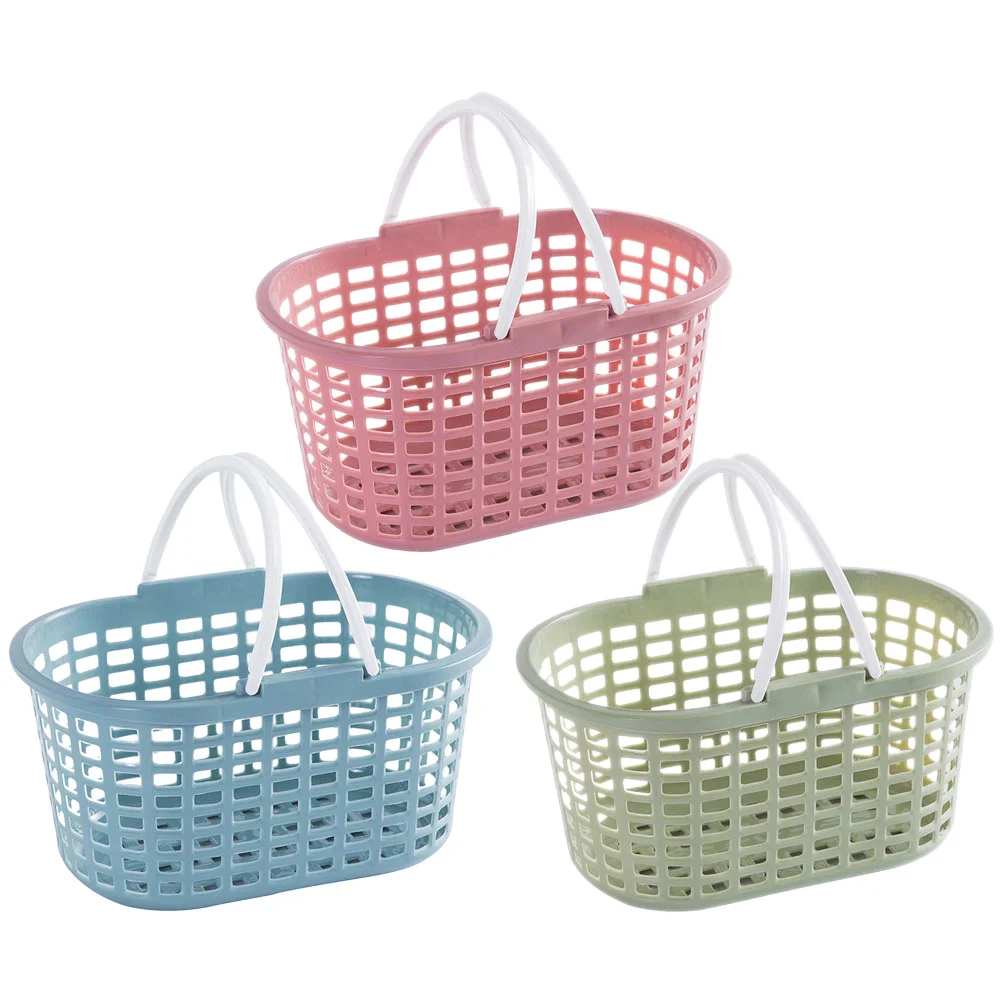 

Basket Shower Organizer Storage Cleaning Handle Bathroom Portable Bin Shelf Organizing Pantry Easter Candy Baskets Gifts Picnic