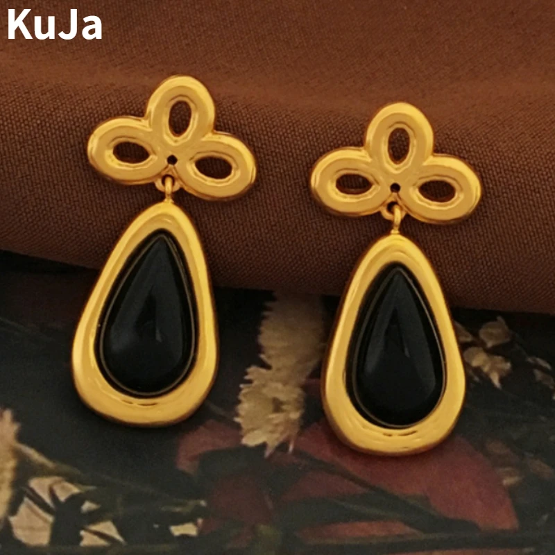 

Fashion Jewelry 925 Silver Needle Elegant Temperament Black color Teardrop Earrings For Women 2023 Trend New Simply Design