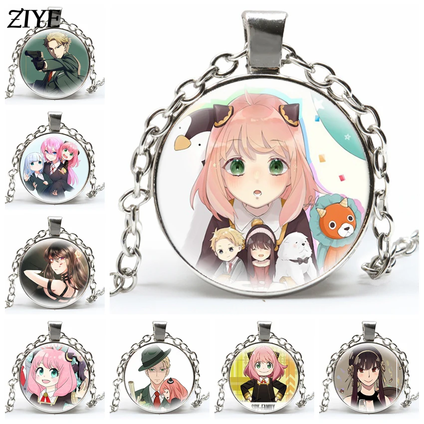 

Anime SPY×FAMILY Pendant Necklace Cute Figures Twilight Yor Forger Anya Forger Charm Glass Cabochon Handcraft Necklace Fans Gift