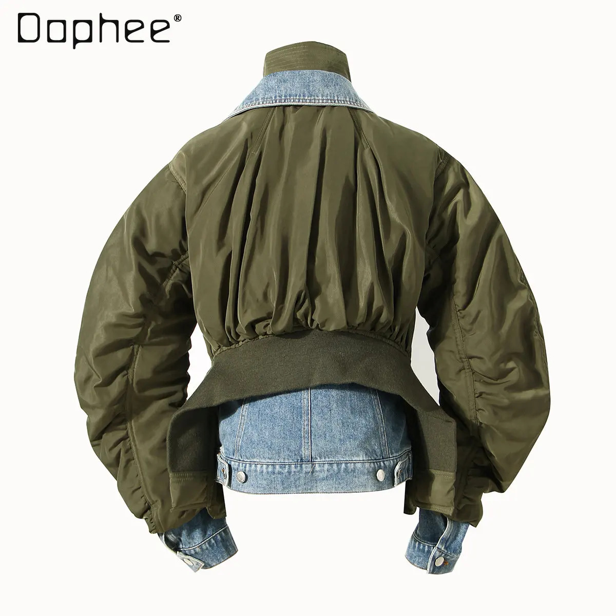 Autumn and Winter New Design Sense Jacket Fro Ladies Loose Color Matching Denim Cotton Jacket Cool Design Trend Coat for Women