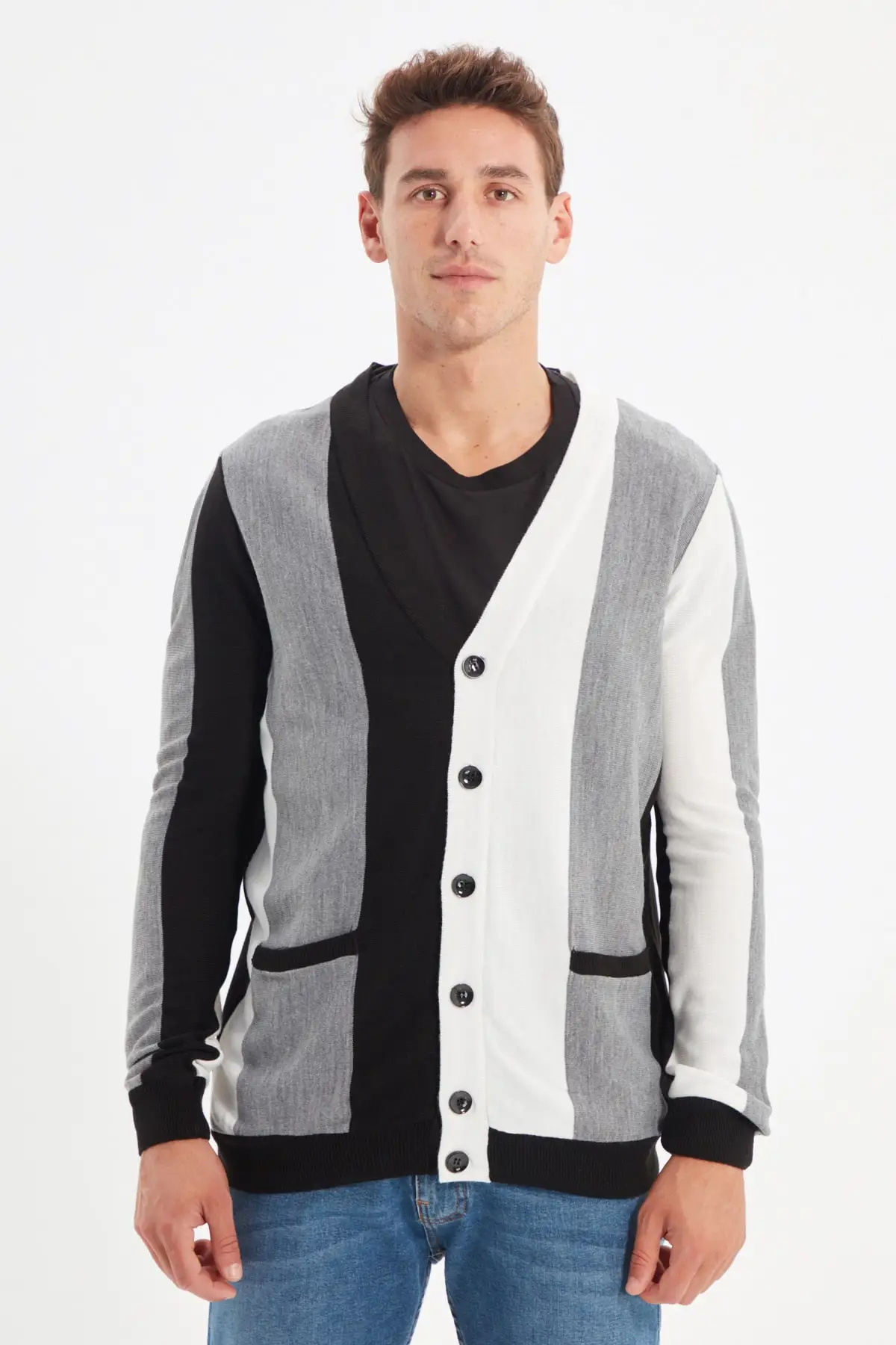 

Trendyol Male Regular With Color Block Cardigan TMNAW22HI0280