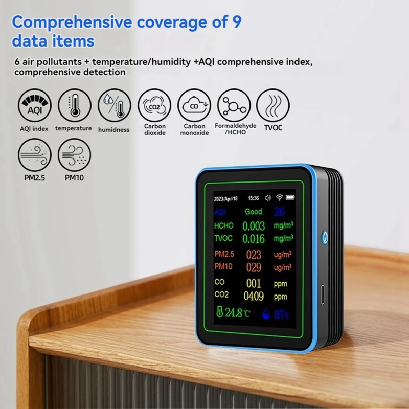 GTBL Tuya Wi-Fi 12 в 1 монитор качества воздуха многофункциональный PM2 5 AQI PM1O HCHO TVOC CO2 экран
